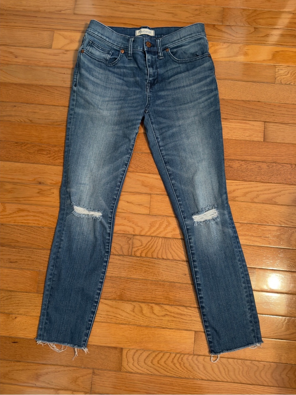 Madewell Blue Distressed Skinny Jeans